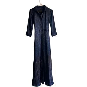 Banana Republic Navy Blue Classy Snakeskin Maxi Shirtdress Size 2